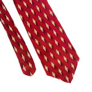 Echo 100% Silk Mens Red Diamond Pattern Necktie Geometric Design 60.5in x 3.9in